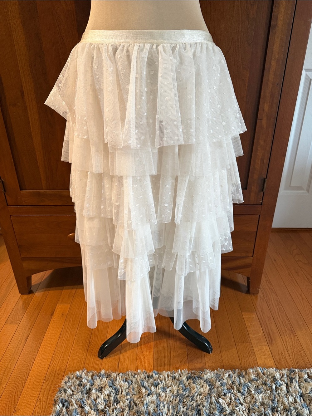 BCBGMAXAZRIA Tiered Sheer Tulle Skirt